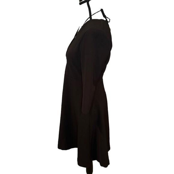 Zara Basic Women’s BLACK Lace Up Front Fit & Flair Dress 3/4 Sleeves Sz S  NWT - Picture 2 of 11